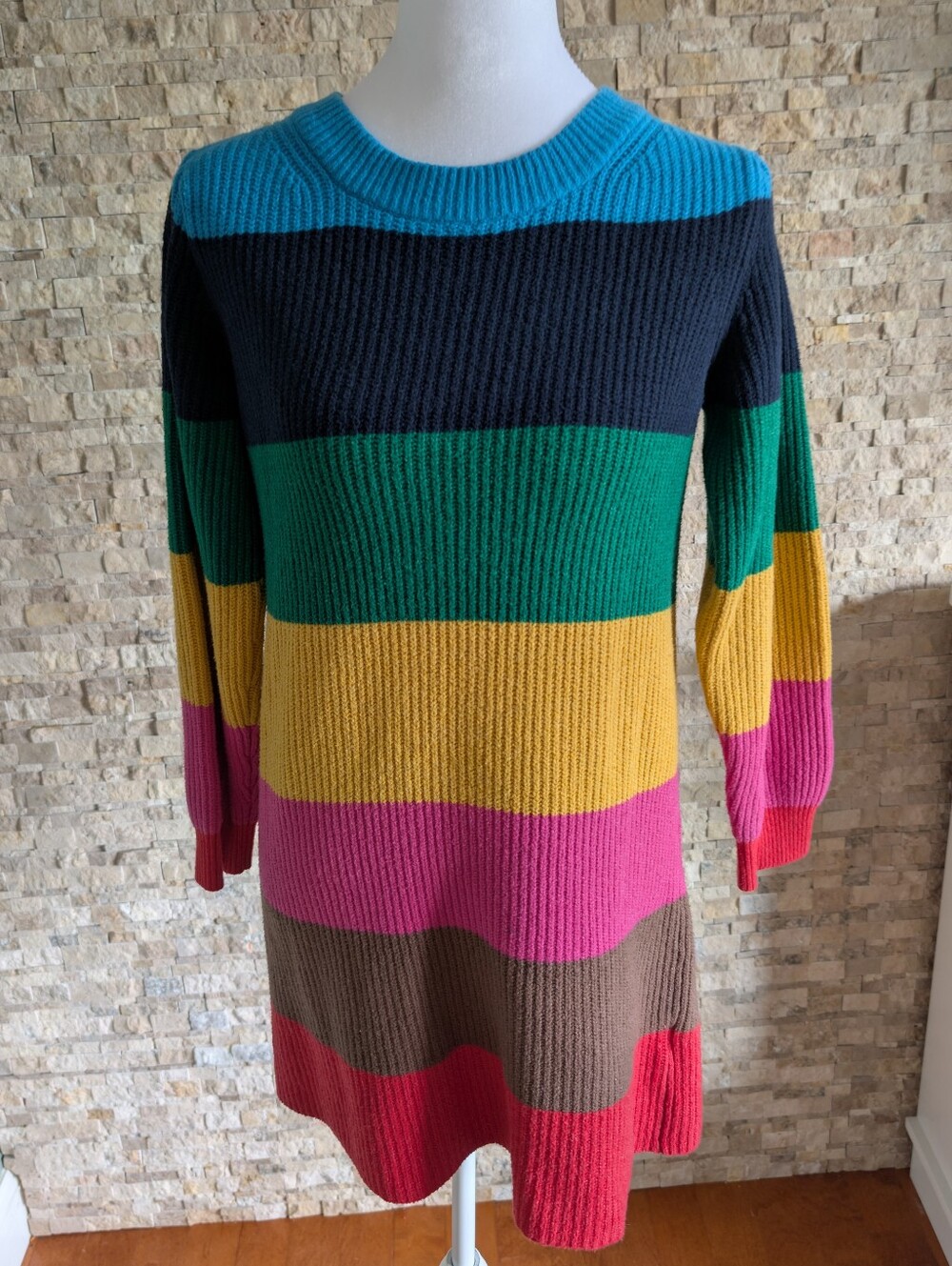 Gap Girls Rainbow Colorblock Stripe Knit Sweater Dress Cotton Blend Sz XL 12